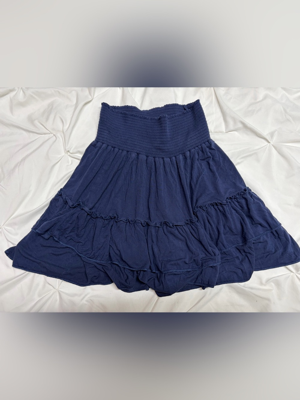 kidpik Navy Smocked Waist Tiered Skirt